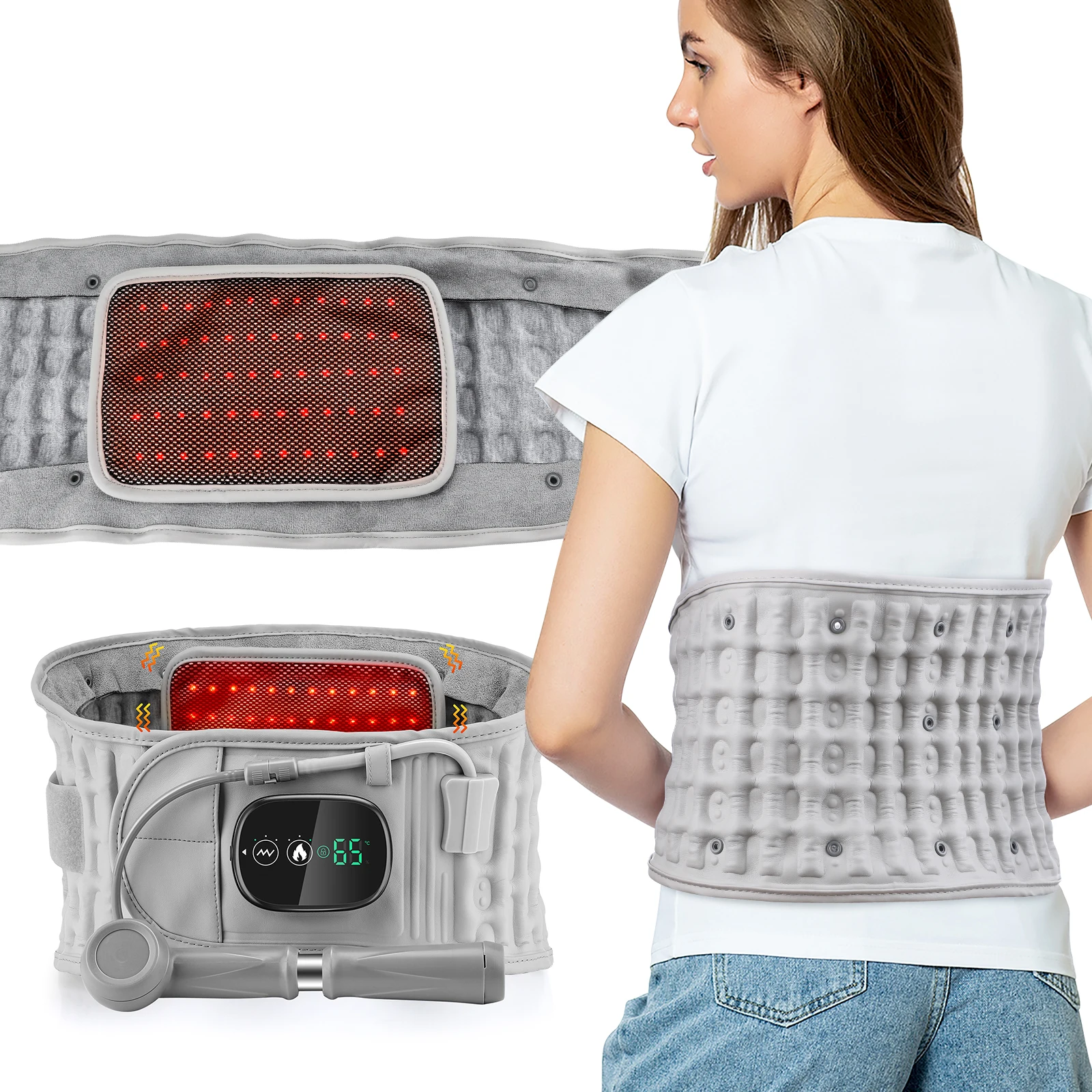 Electric Waist Belt Massage Machine with 3 Levels Vibration And Hot Compress Lumbar Support Brace for Muscle Relaxation