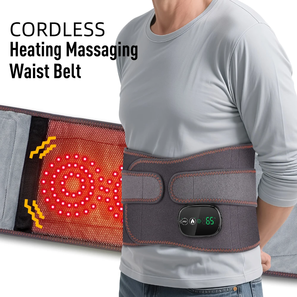 Electric Waist Belt Massage Machine with 3 Levels Vibration And Hot Compress Lumbar Support Brace for Muscle Relaxation