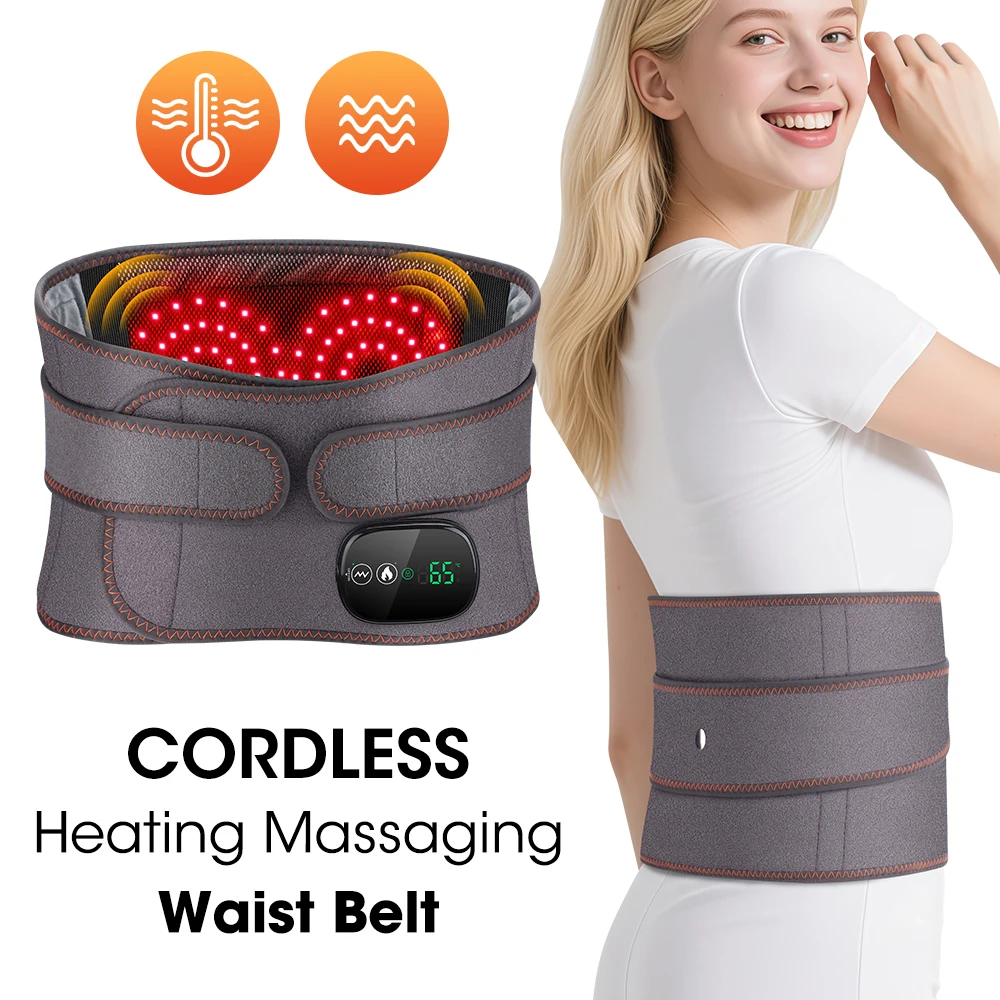 Electric Waist Belt Massage Machine with 3 Levels Vibration And Hot Compress Lumbar Support Brace for Muscle Relaxation