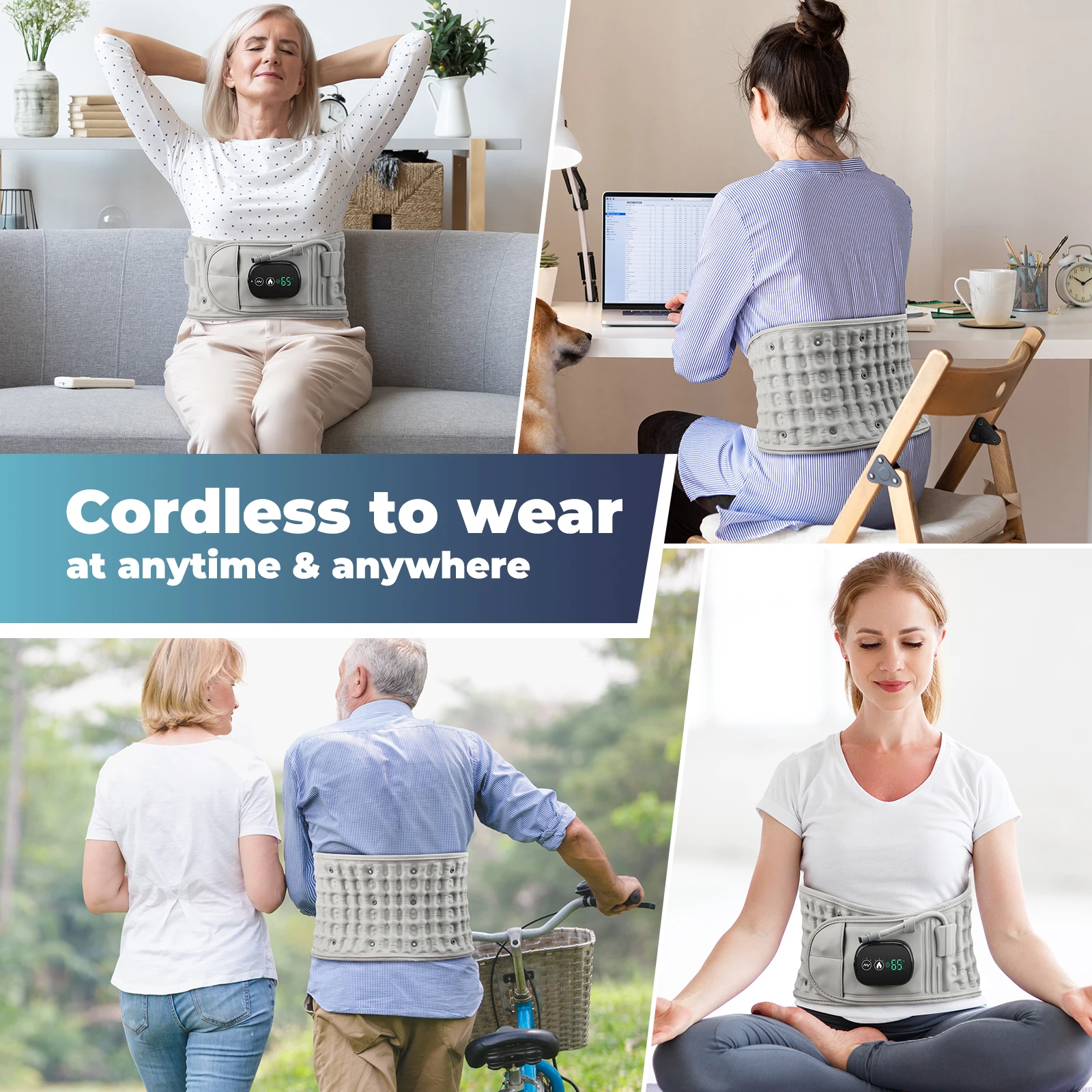 Electric Waist Belt Massage Machine with 3 Levels Vibration And Hot Compress Lumbar Support Brace for Muscle Relaxation
