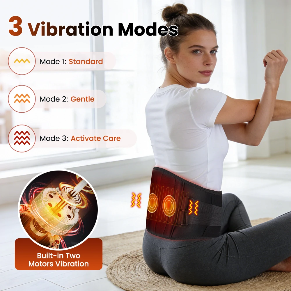 Electric Waist Belt Massage Machine with 3 Levels Vibration And Hot Compress Lumbar Support Brace for Muscle Relaxation