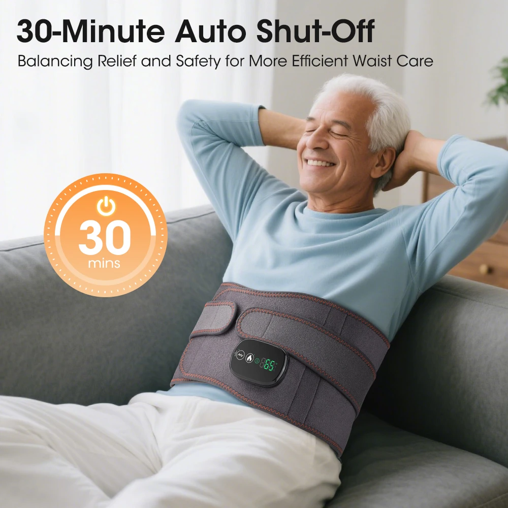 Electric Waist Belt Massage Machine with 3 Levels Vibration And Hot Compress Lumbar Support Brace for Muscle Relaxation