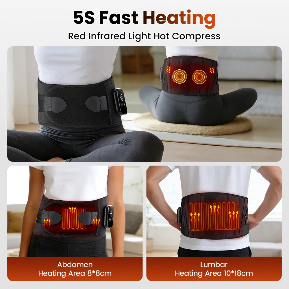 Electric Waist Belt Massage Machine with 3 Levels Vibration And Hot Compress Lumbar Support Brace for Muscle Relaxation
