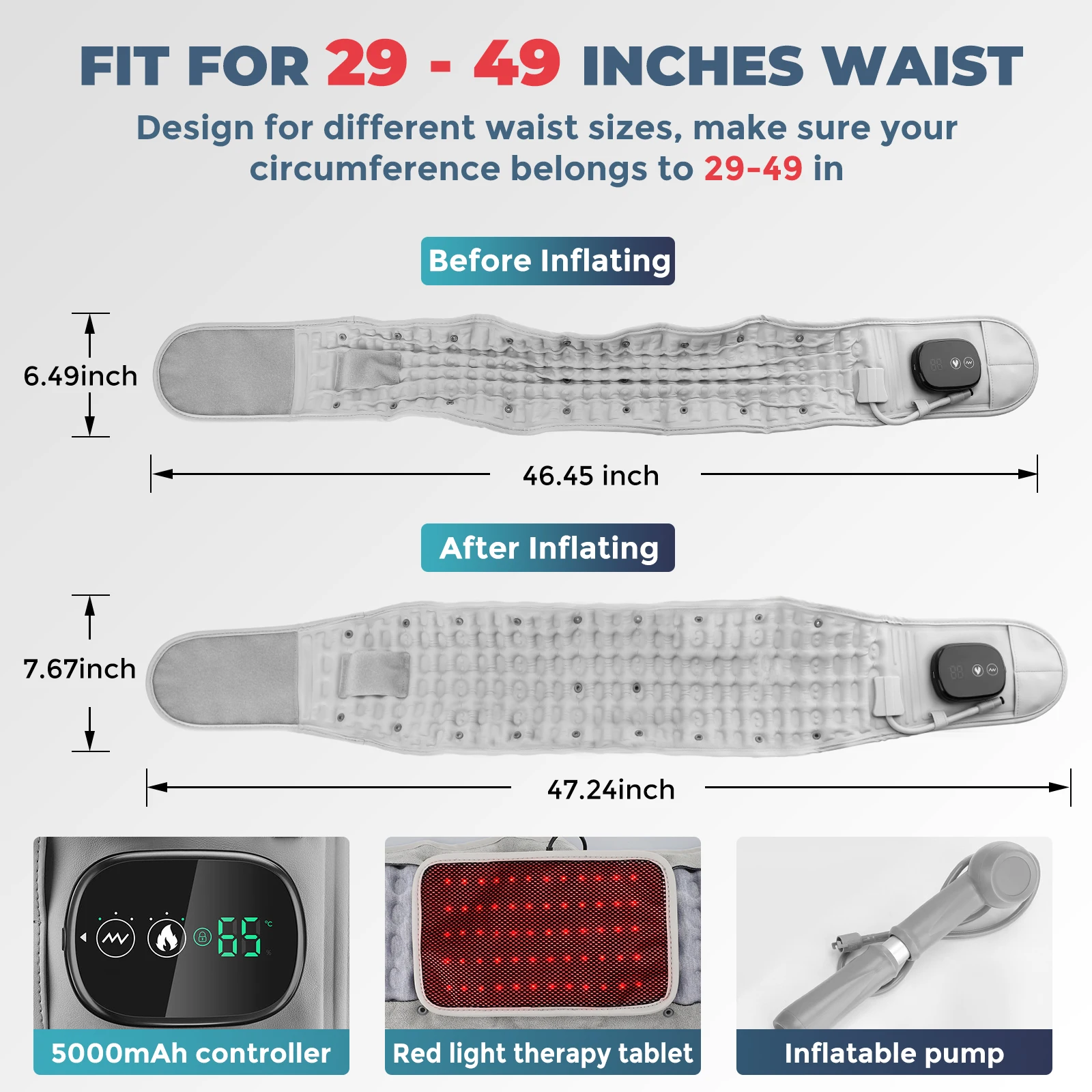 Electric Waist Belt Massage Machine with 3 Levels Vibration And Hot Compress Lumbar Support Brace for Muscle Relaxation
