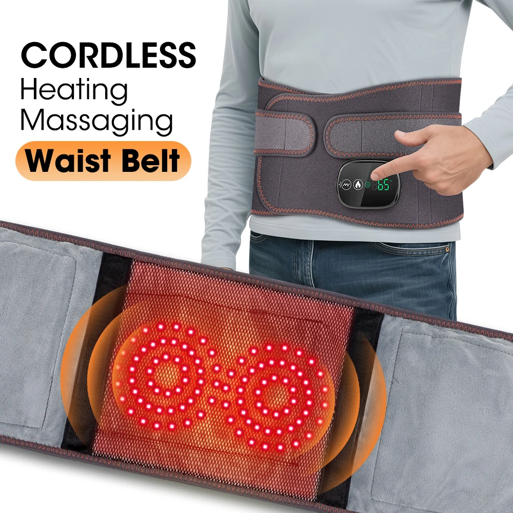 Electric Waist Belt Massage Machine with 3 Levels Vibration And Hot Compress Lumbar Support Brace for Muscle Relaxation