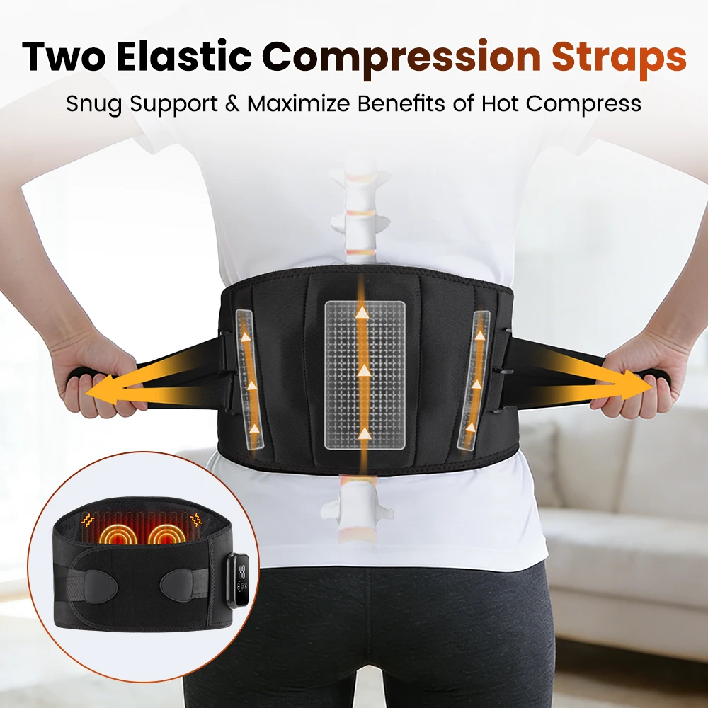 Electric Waist Belt Massage Machine with 3 Levels Vibration And Hot Compress Lumbar Support Brace for Muscle Relaxation