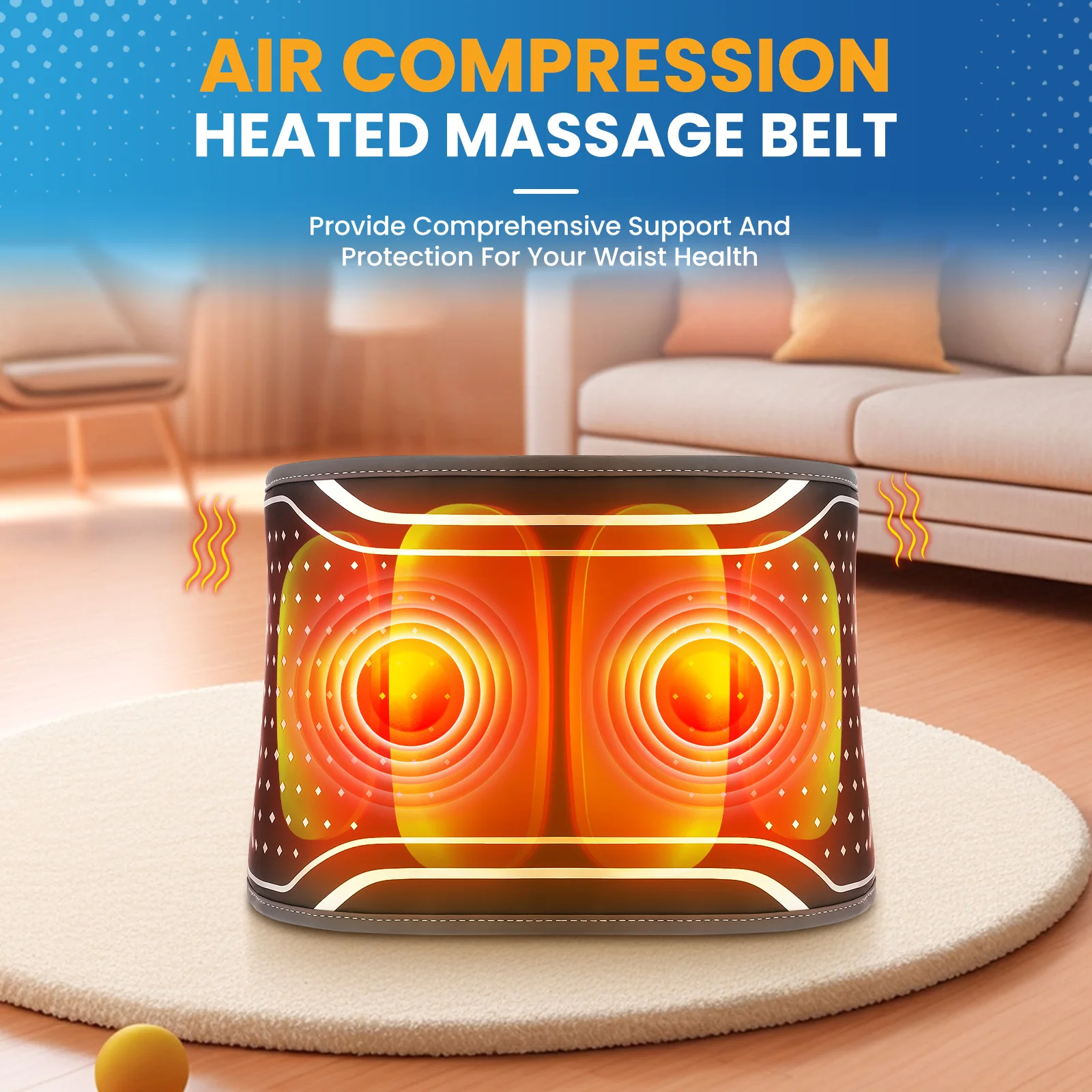 Electric Waist Belt Massage Machine with 3 Levels Vibration And Hot Compress Lumbar Support Brace for Muscle Relaxation