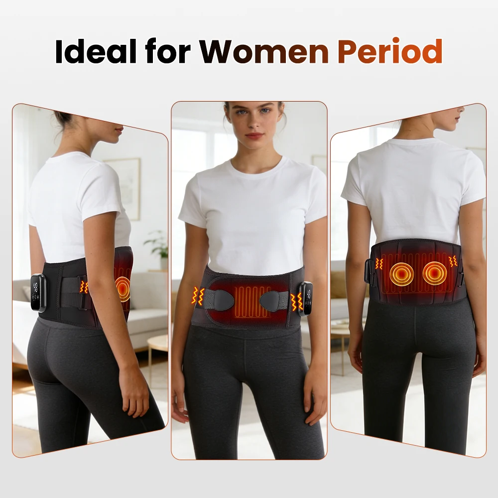 Electric Waist Belt Massage Machine with 3 Levels Vibration And Hot Compress Lumbar Support Brace for Muscle Relaxation