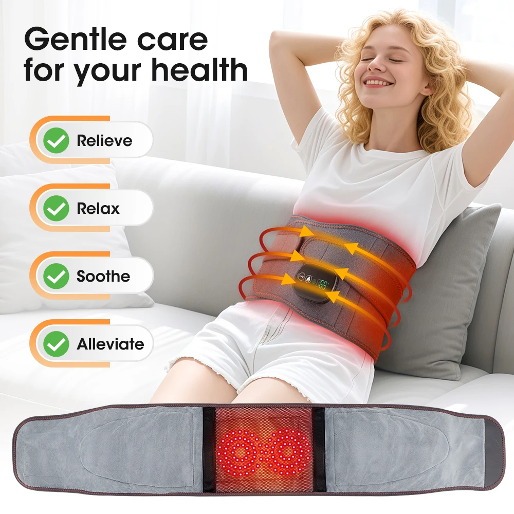 Electric Waist Belt Massage Machine with 3 Levels Vibration And Hot Compress Lumbar Support Brace for Muscle Relaxation