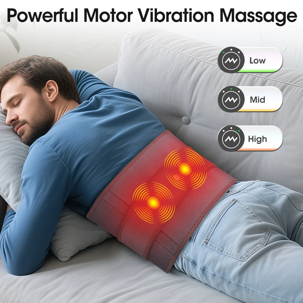 Electric Waist Belt Massage Machine with 3 Levels Vibration And Hot Compress Lumbar Support Brace for Muscle Relaxation