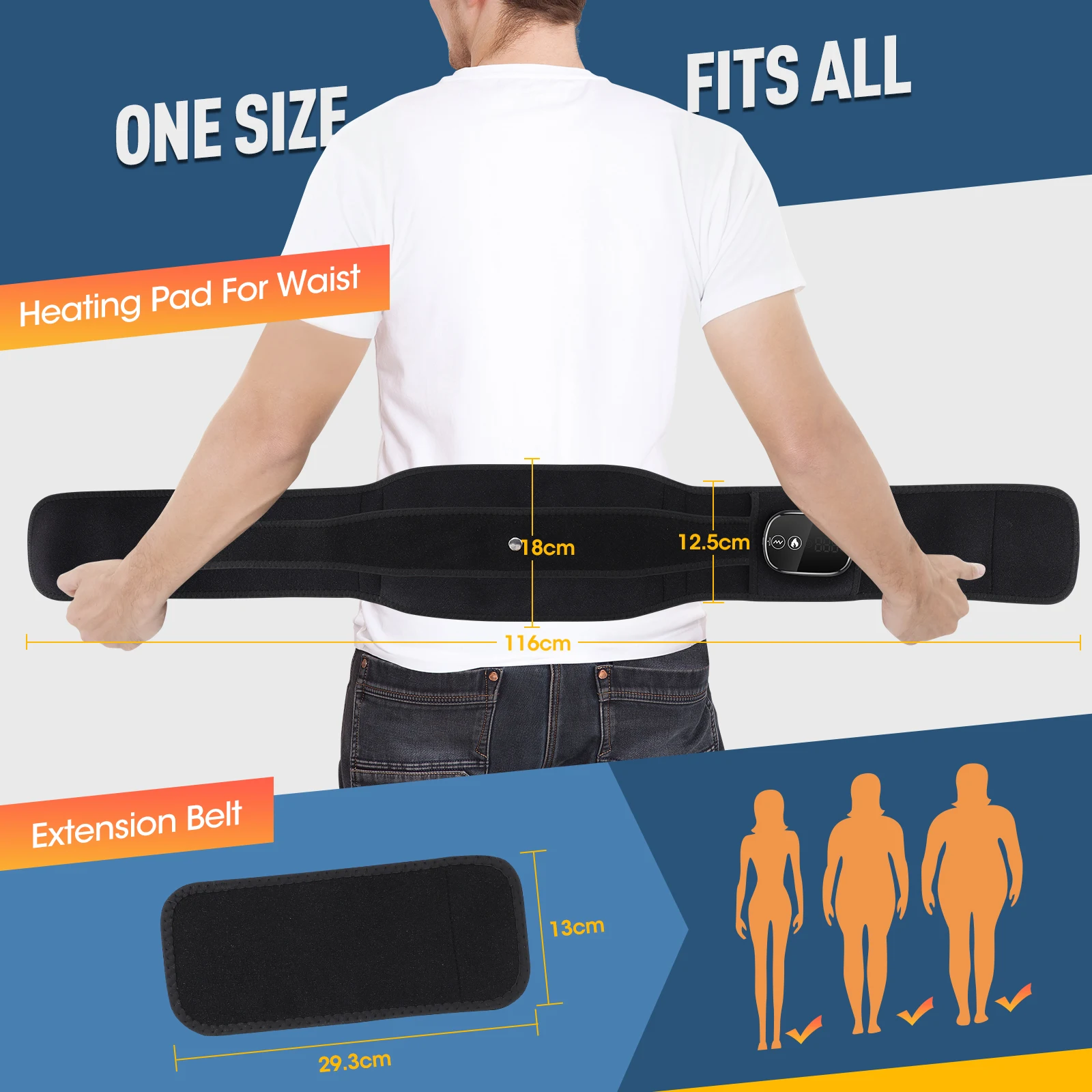 Electric Waist Belt Massage Machine with 3 Levels Vibration And Hot Compress Lumbar Support Brace for Muscle Relaxation