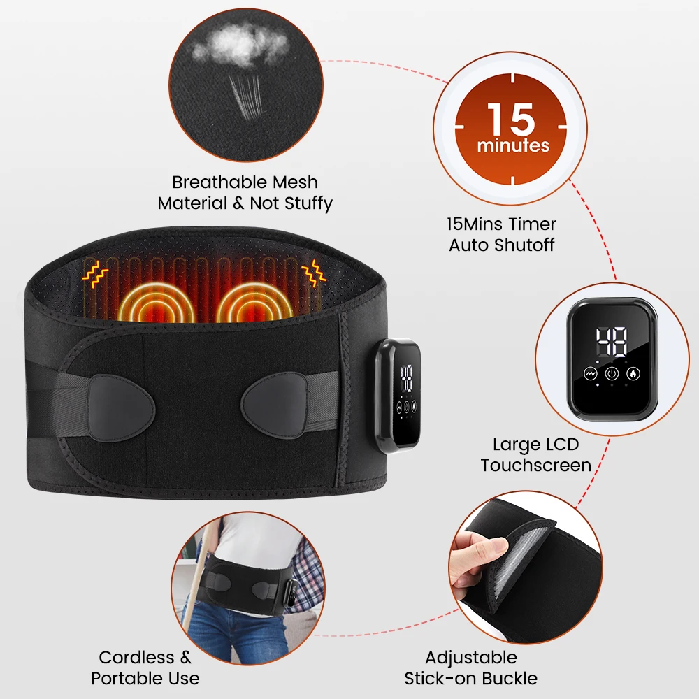 Electric Waist Belt Massage Machine with 3 Levels Vibration And Hot Compress Lumbar Support Brace for Muscle Relaxation