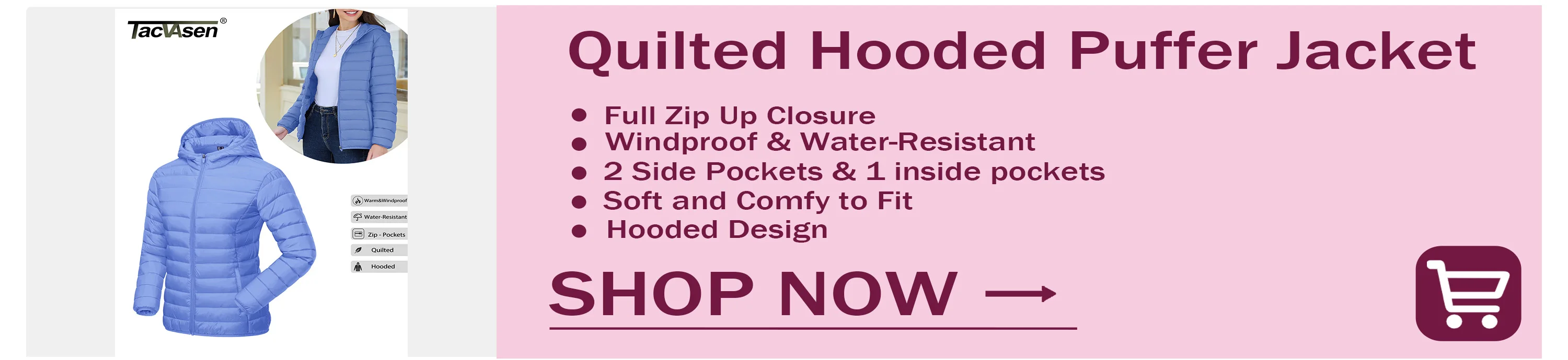 TACVASEN Full Zip Up Puffer Jacket Womens Winter Lightweight Quilted Down Warm Coats Casual Windbreaker Oversize Outwear Outdoor