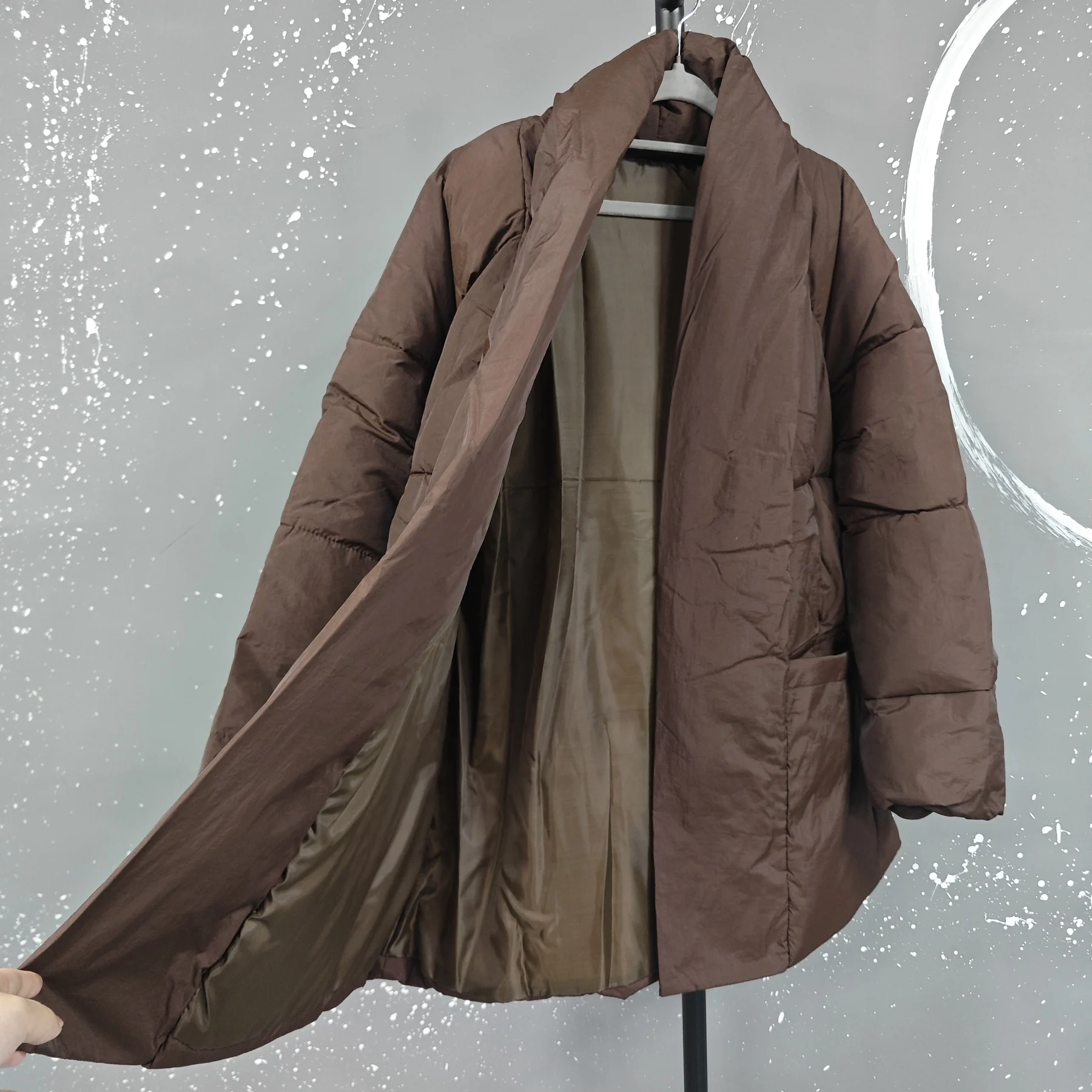 LANMREM Cotton Padded Coat With Belt Long Sleeves Big Size Solid Warm Jacket 2024 Winter New Female Fashion Streetwear 2Z288516