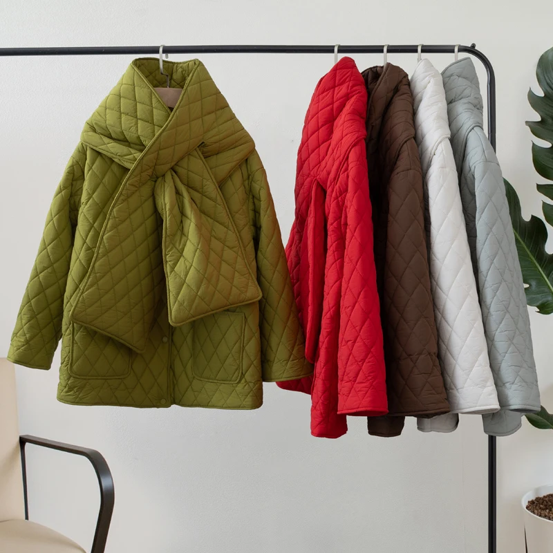 Women Autumn Winter Scarf Jacket Warm parka