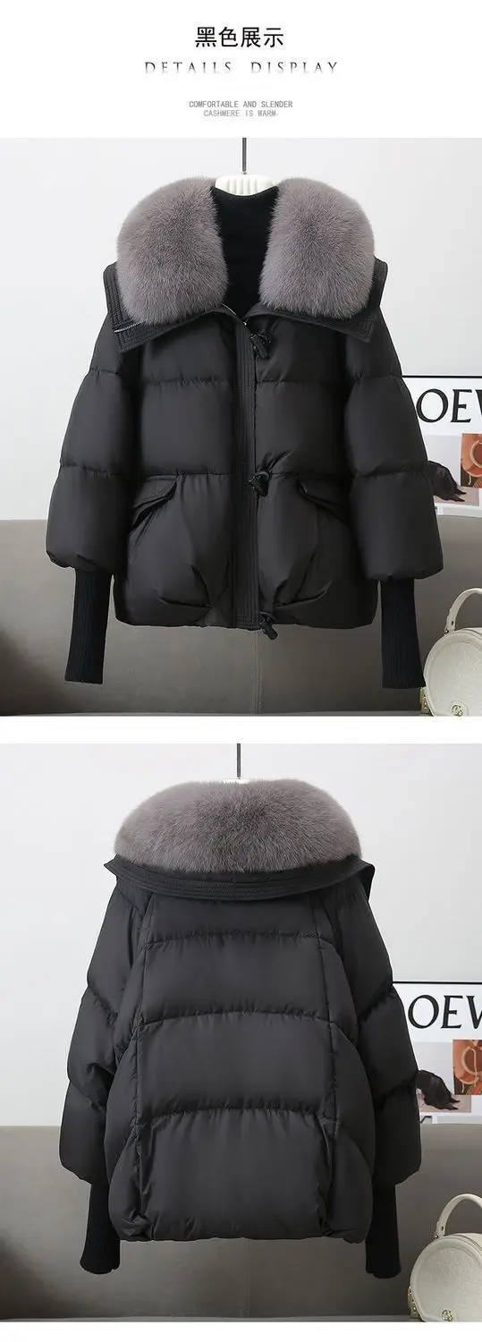 2026 Autumn/Winter New Down Jacket Women's Korean Loose Short Coat Female Big Fur Collar Cotton Jacket Women Snow Parka Coats