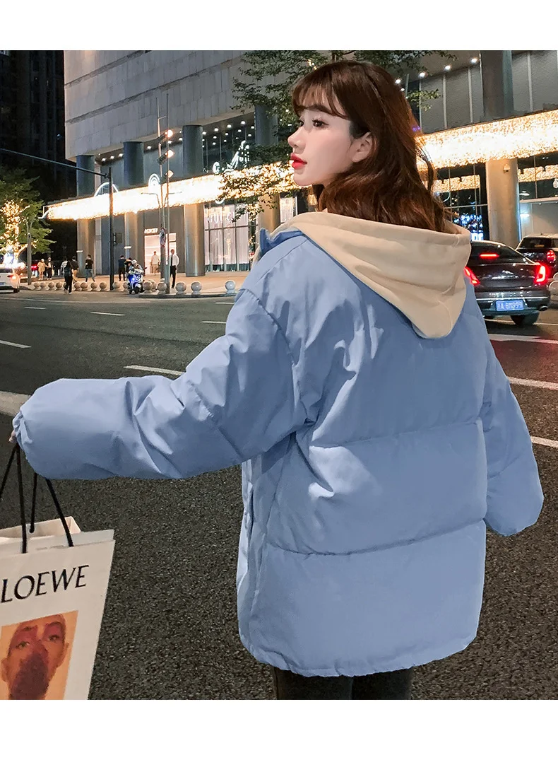 Winter Short Jacket Woman Parkas 2025 Thick Warm Spliced Hooded Parka Oversized Korean Fashion Loose Cotton Padded Outerwear