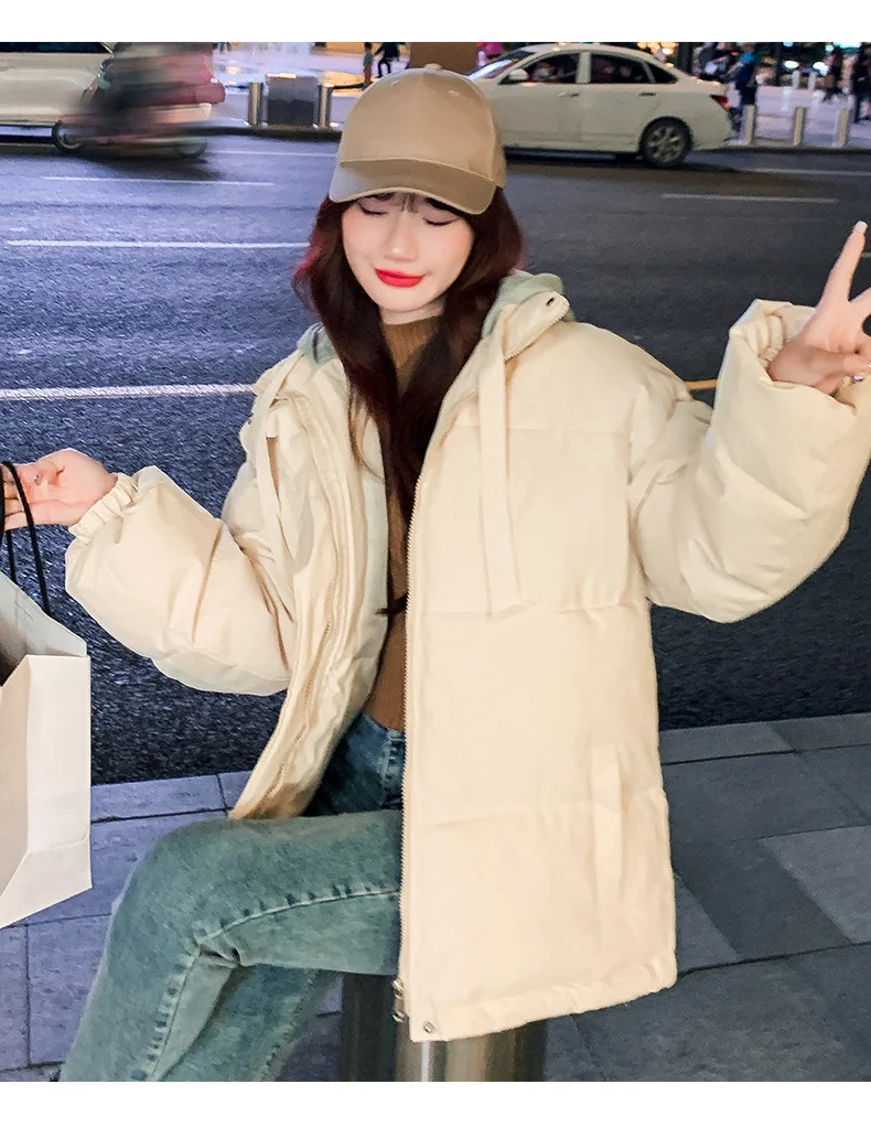 Winter Short Jacket Woman Parkas 2025 Thick Warm Spliced Hooded Parka Oversized Korean Fashion Loose Cotton Padded Outerwear