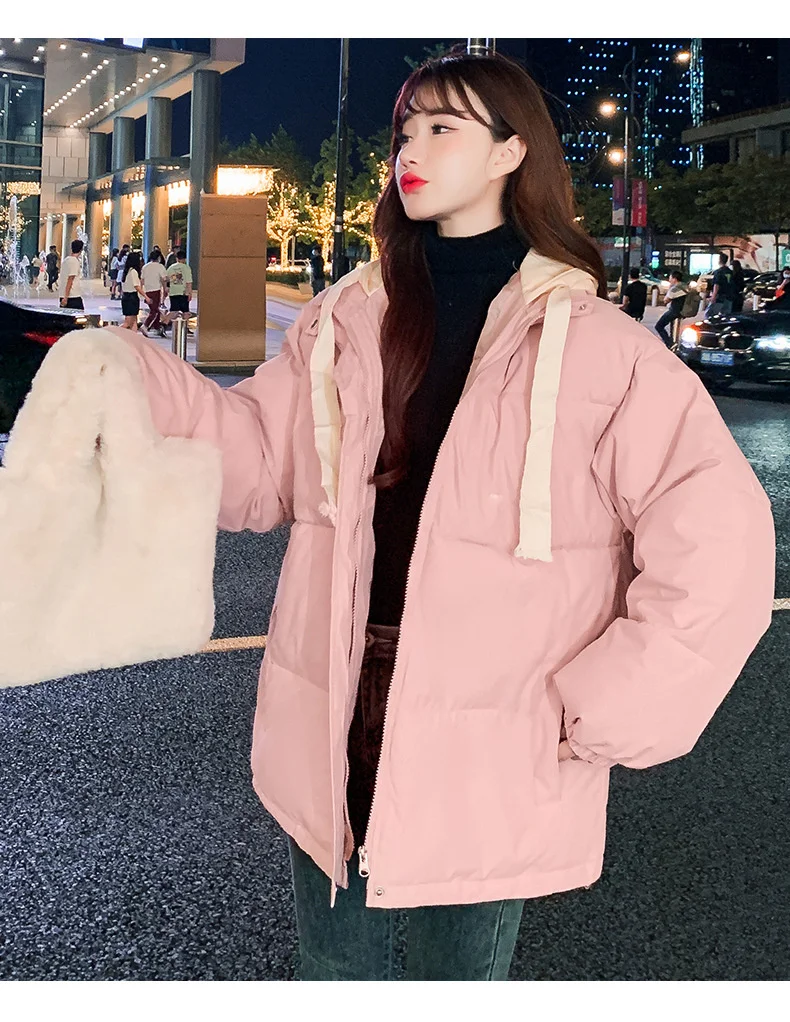 Winter Short Jacket Woman Parkas 2025 Thick Warm Spliced Hooded Parka Oversized Korean Fashion Loose Cotton Padded Outerwear