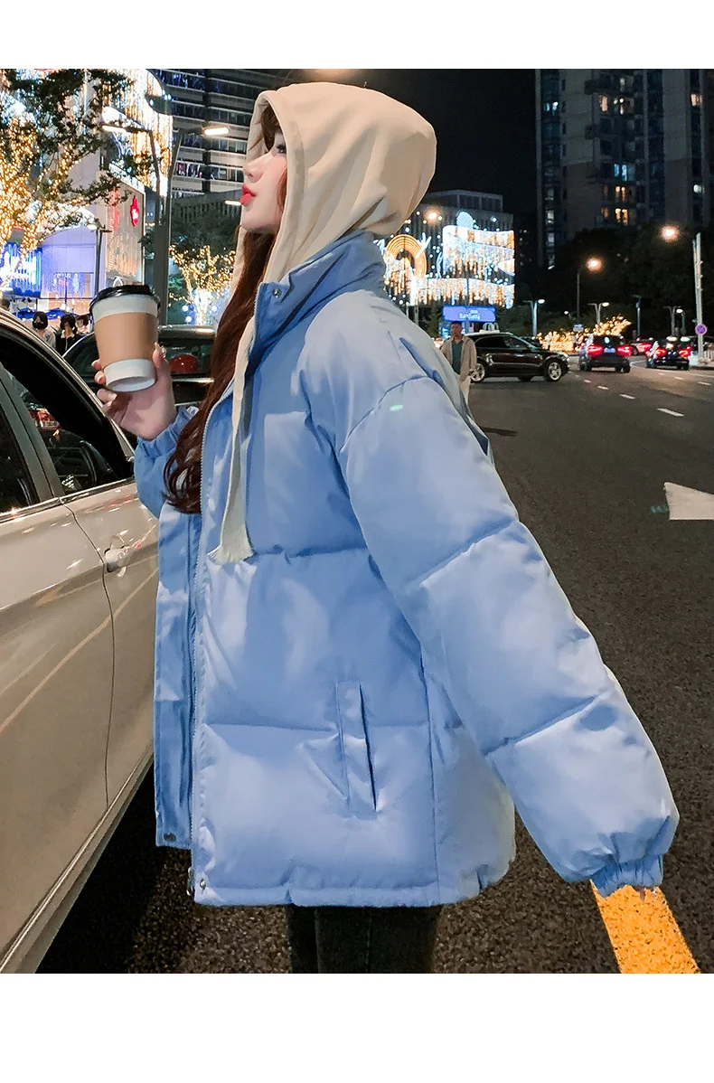Winter Short Jacket Woman Parkas 2025 Thick Warm Spliced Hooded Parka Oversized Korean Fashion Loose Cotton Padded Outerwear