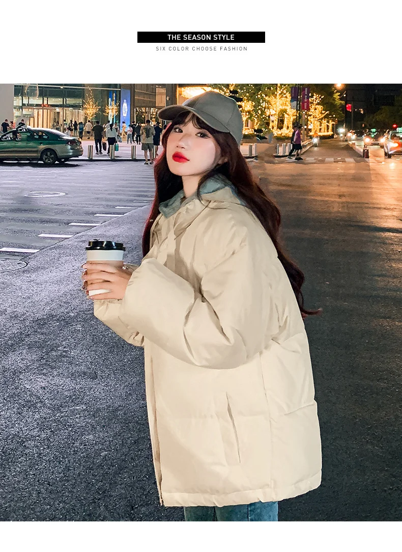Winter Short Jacket Woman Parkas 2025 Thick Warm Spliced Hooded Parka Oversized Korean Fashion Loose Cotton Padded Outerwear