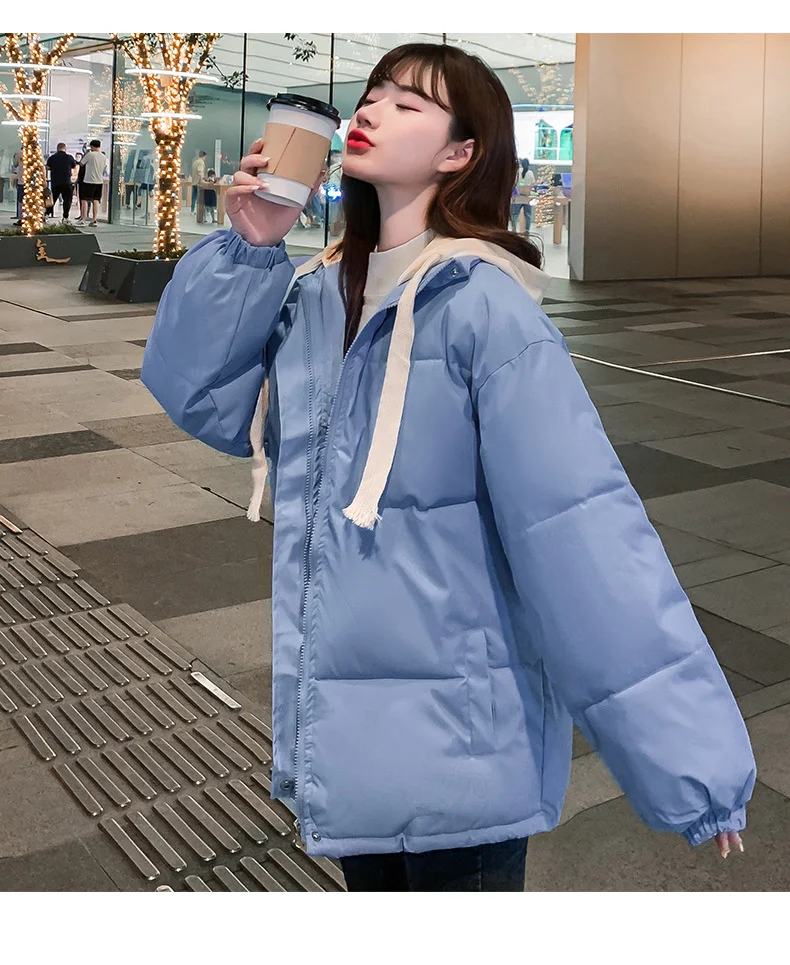 Winter Short Jacket Woman Parkas 2025 Thick Warm Spliced Hooded Parka Oversized Korean Fashion Loose Cotton Padded Outerwear