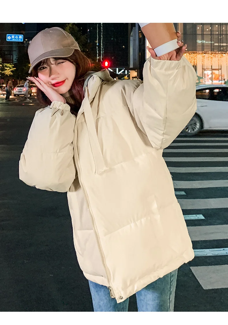 Winter Short Jacket Woman Parkas 2025 Thick Warm Spliced Hooded Parka Oversized Korean Fashion Loose Cotton Padded Outerwear