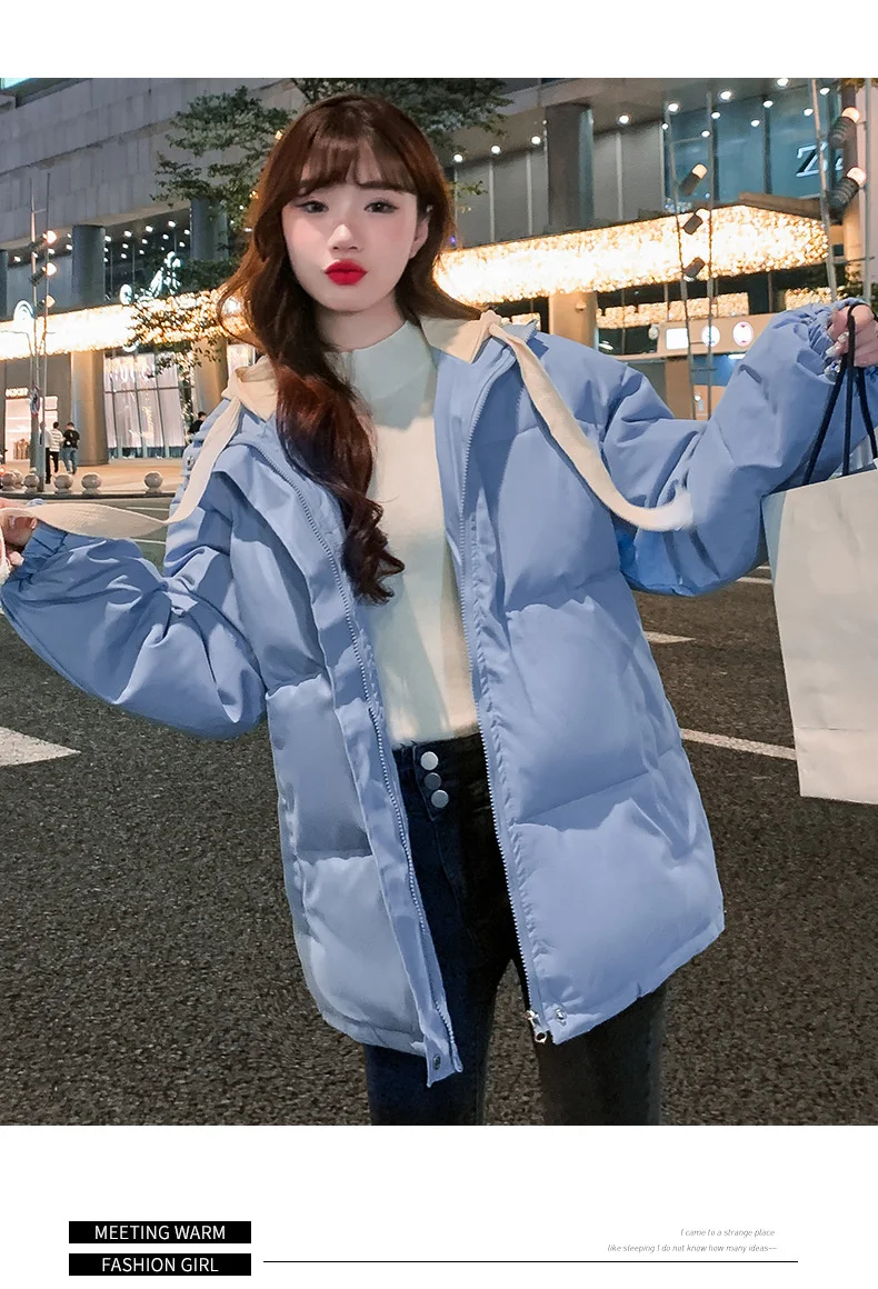 Winter Short Jacket Woman Parkas 2025 Thick Warm Spliced Hooded Parka Oversized Korean Fashion Loose Cotton Padded Outerwear