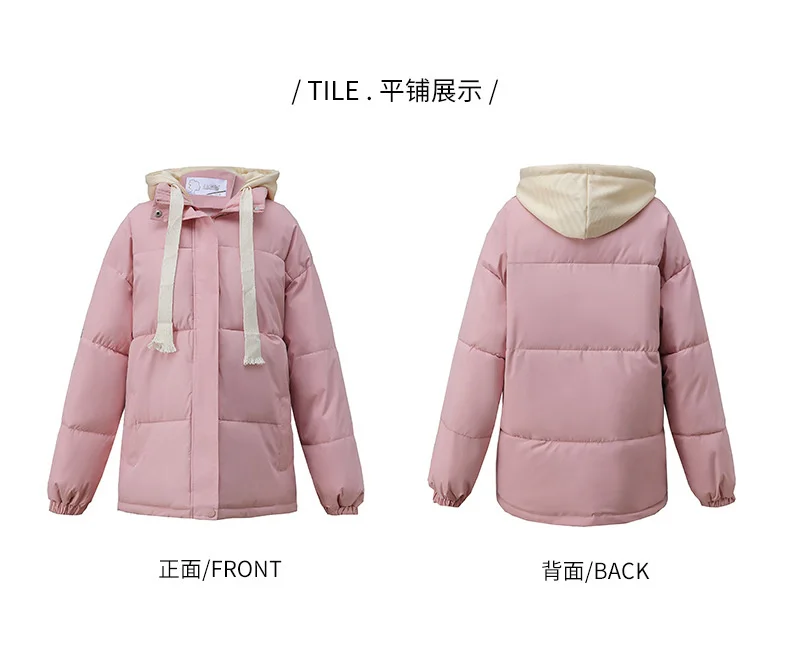 Winter Short Jacket Woman Parkas 2025 Thick Warm Spliced Hooded Parka Oversized Korean Fashion Loose Cotton Padded Outerwear