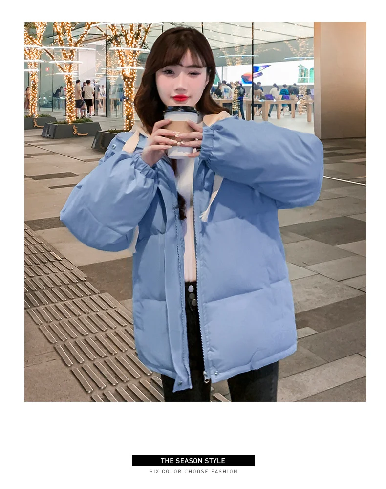 Winter Short Jacket Woman Parkas 2025 Thick Warm Spliced Hooded Parka Oversized Korean Fashion Loose Cotton Padded Outerwear