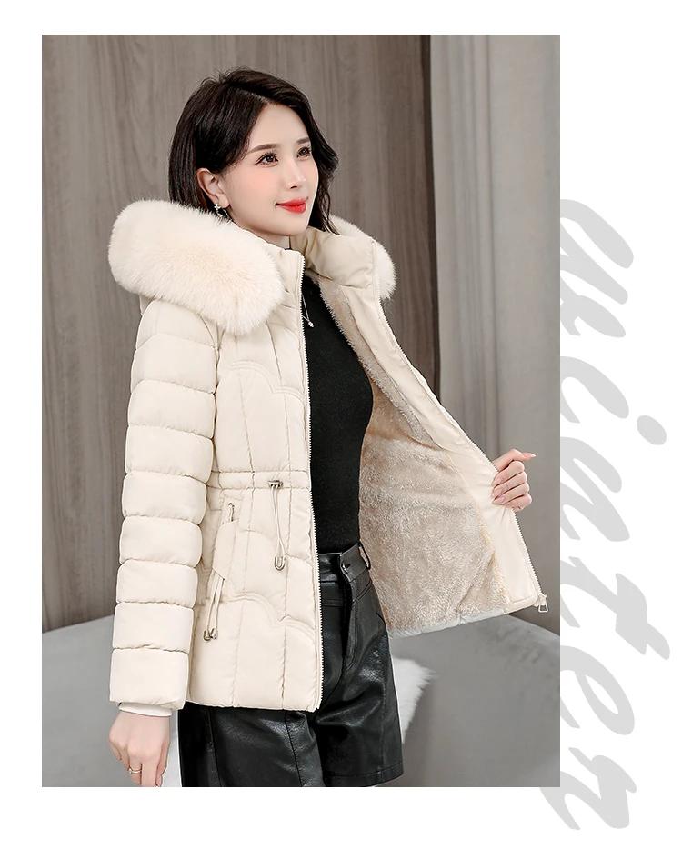 Winter 2026 New Down Jacket Women Parkas Fashion High-Quality Warm Cotton Padded Coat Ladies Short Overcoat Hooded Overwear Tops