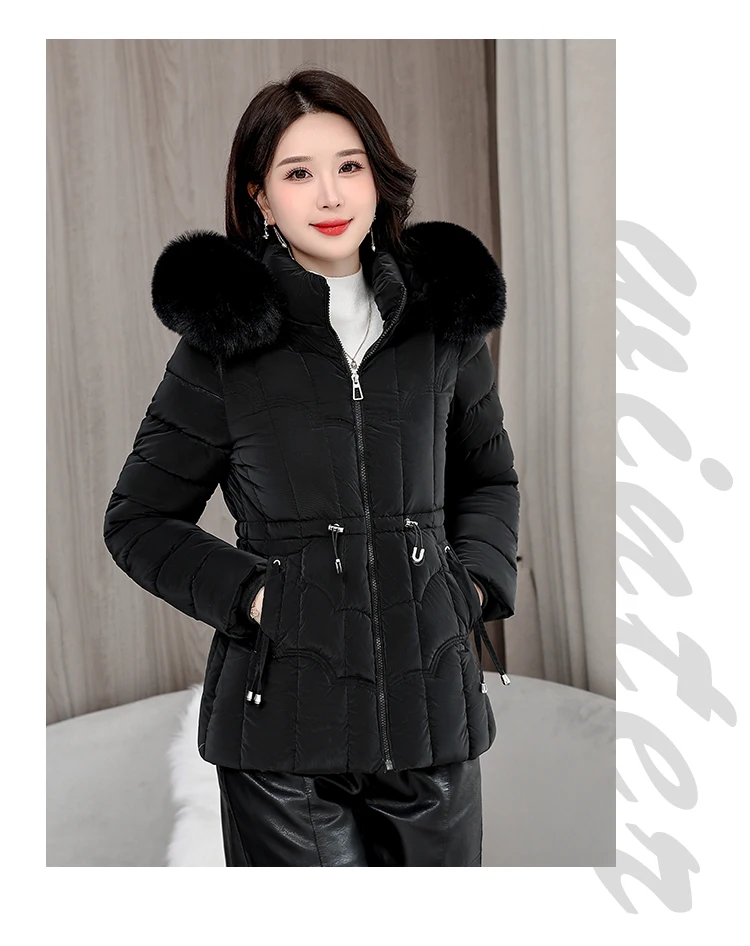 Winter 2026 New Down Jacket Women Parkas Fashion High-Quality Warm Cotton Padded Coat Ladies Short Overcoat Hooded Overwear Tops