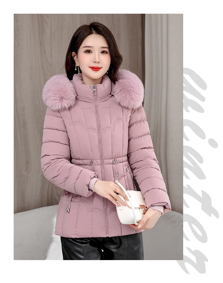 Winter 2026 New Down Jacket Women Parkas Fashion High-Quality Warm Cotton Padded Coat Ladies Short Overcoat Hooded Overwear Tops