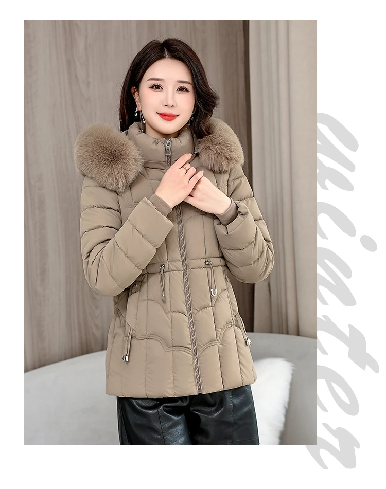 Winter 2026 New Down Jacket Women Parkas Fashion High-Quality Warm Cotton Padded Coat Ladies Short Overcoat Hooded Overwear Tops