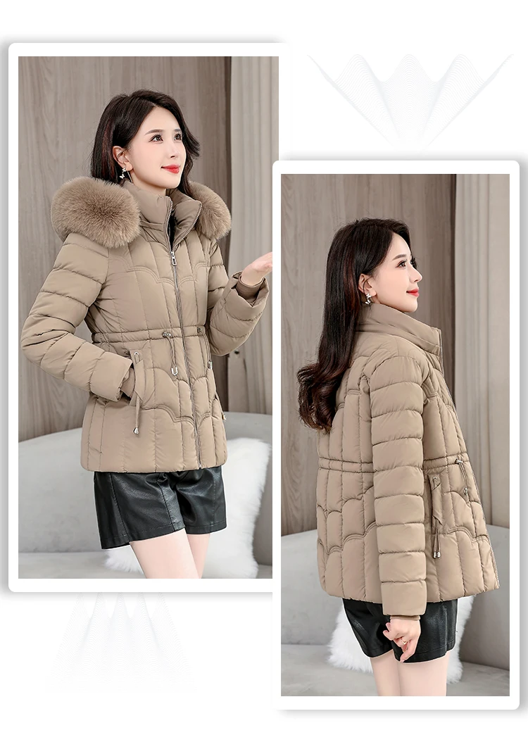 Winter 2026 New Down Jacket Women Parkas Fashion High-Quality Warm Cotton Padded Coat Ladies Short Overcoat Hooded Overwear Tops