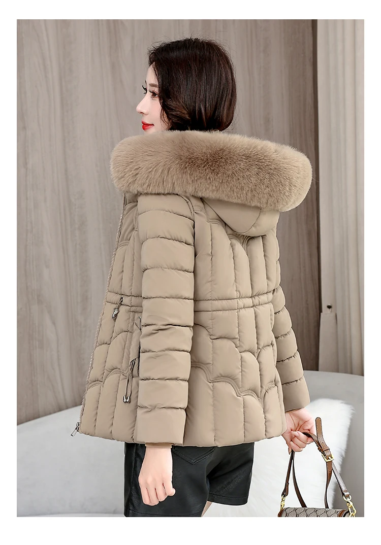 Winter 2026 New Down Jacket Women Parkas Fashion High-Quality Warm Cotton Padded Coat Ladies Short Overcoat Hooded Overwear Tops