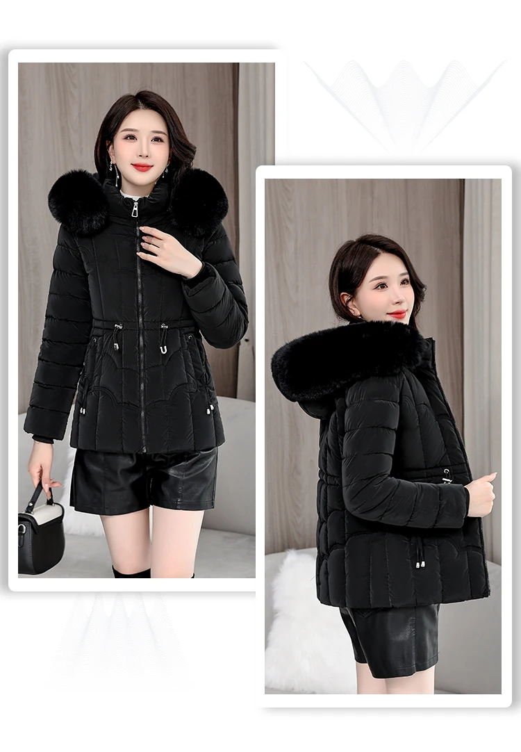 Winter 2026 New Down Jacket Women Parkas Fashion High-Quality Warm Cotton Padded Coat Ladies Short Overcoat Hooded Overwear Tops