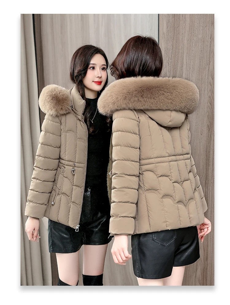 Winter 2026 New Down Jacket Women Parkas Fashion High-Quality Warm Cotton Padded Coat Ladies Short Overcoat Hooded Overwear Tops