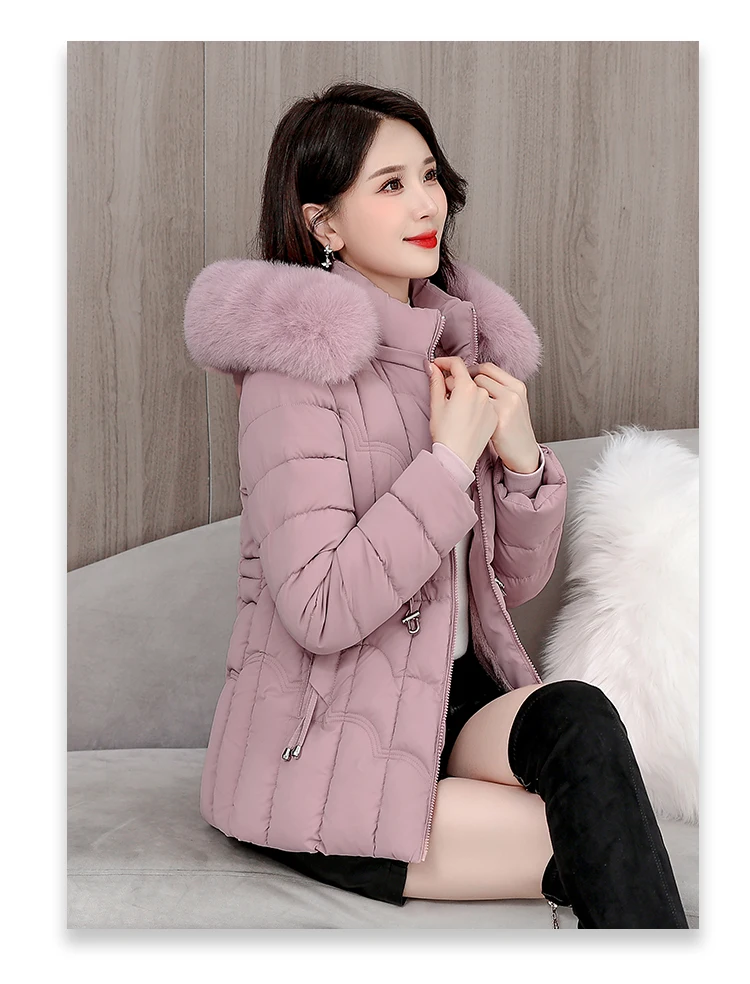 Winter 2026 New Down Jacket Women Parkas Fashion High-Quality Warm Cotton Padded Coat Ladies Short Overcoat Hooded Overwear Tops