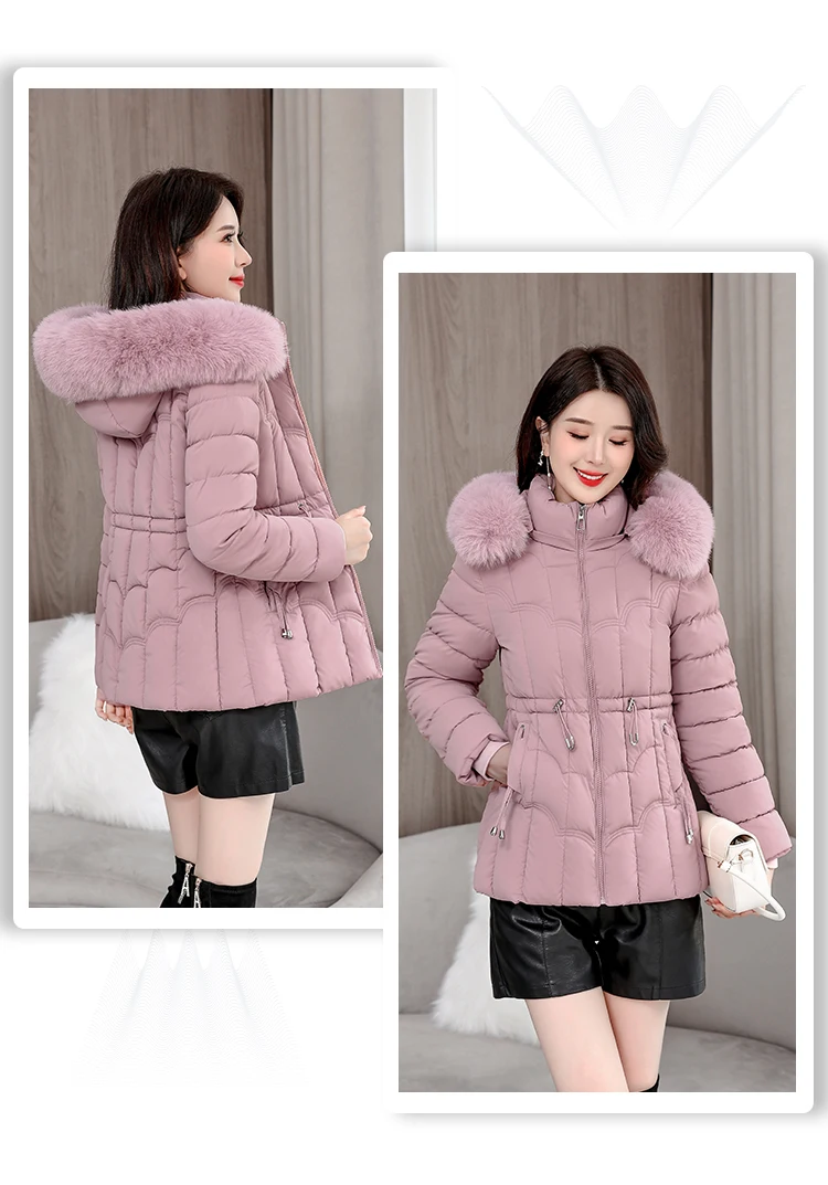 Winter 2026 New Down Jacket Women Parkas Fashion High-Quality Warm Cotton Padded Coat Ladies Short Overcoat Hooded Overwear Tops