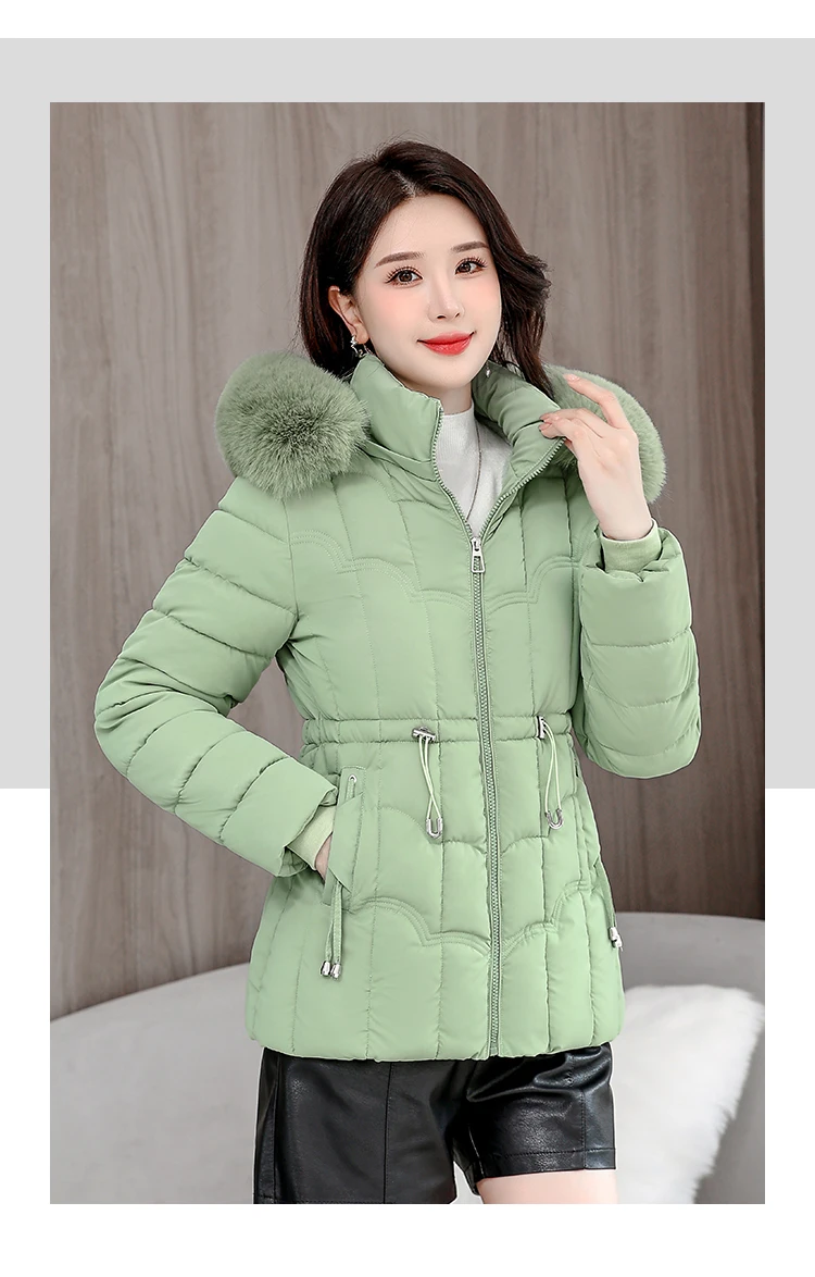 Winter 2026 New Down Jacket Women Parkas Fashion High-Quality Warm Cotton Padded Coat Ladies Short Overcoat Hooded Overwear Tops