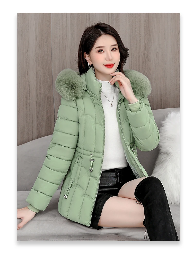 Winter 2026 New Down Jacket Women Parkas Fashion High-Quality Warm Cotton Padded Coat Ladies Short Overcoat Hooded Overwear Tops