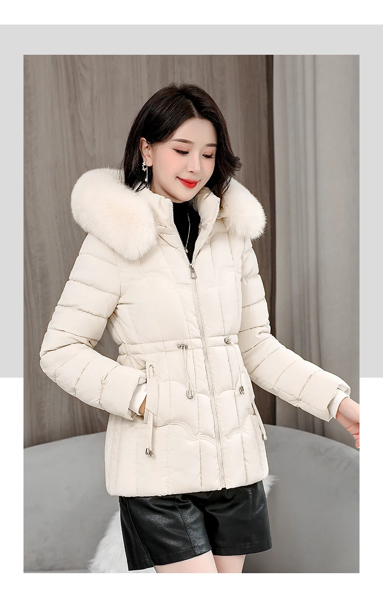 Winter 2026 New Down Jacket Women Parkas Fashion High-Quality Warm Cotton Padded Coat Ladies Short Overcoat Hooded Overwear Tops