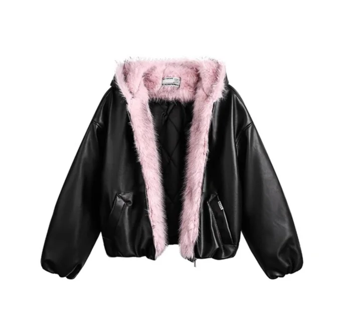 Korea Fuax Fur Hooded Parkas Y2K Coats Vintage Thicken Loose Casual Chaqueta Tops Fashion Snow Wear Women Jackets Abrigos 2027