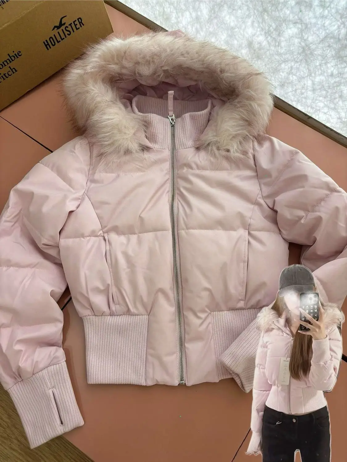 Neploe Fur Collar Hoody Slim Waist Bread Parkas Fashion Premium Elegant Warm Women Clothing Lovely Zip Patchwork Casual Coats
