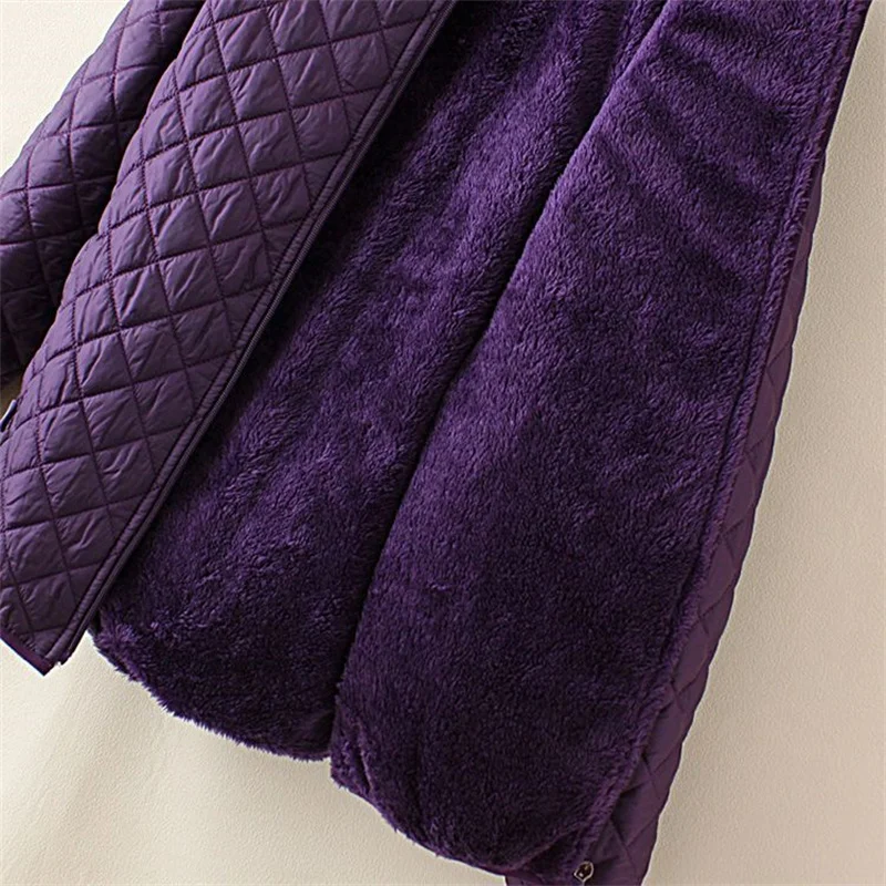 Mid Aged Elderly Mothers' Autumn New Plush Fleece Jackets, Women Winter Cotton Jackets Old Ladies' Grandmother's Cotton Jackets