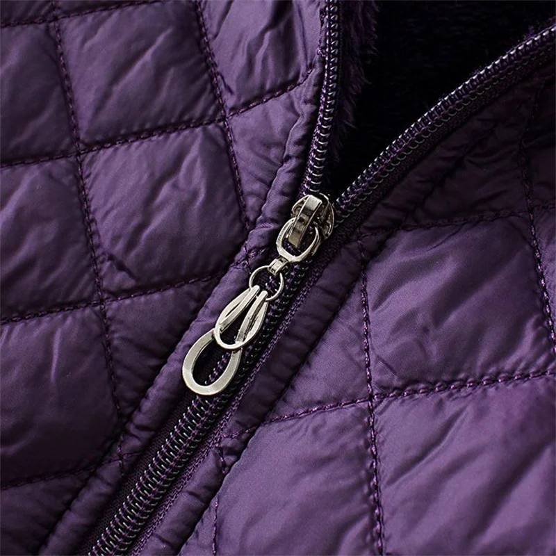 Mid Aged Elderly Mothers' Autumn New Plush Fleece Jackets, Women Winter Cotton Jackets Old Ladies' Grandmother's Cotton Jackets