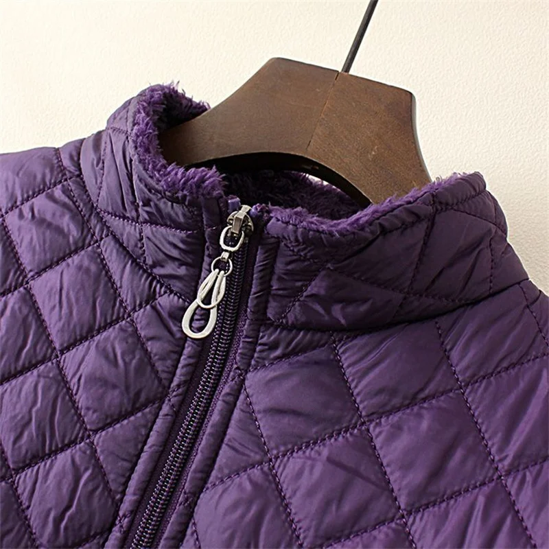 Mid Aged Elderly Mothers' Autumn New Plush Fleece Jackets, Women Winter Cotton Jackets Old Ladies' Grandmother's Cotton Jackets