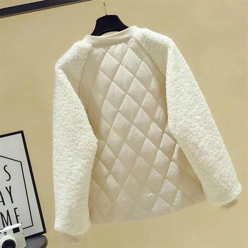 Women's Winter Parka 2025 New Imitation Lamb Hair Elegant Loose Ladies Coat Fashion Splicing Short Comfortable Female Jacket
