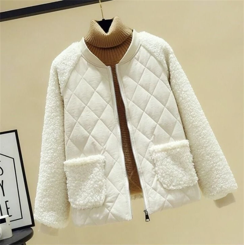 Women's Winter Parka 2025 New Imitation Lamb Hair Elegant Loose Ladies Coat Fashion Splicing Short Comfortable Female Jacket